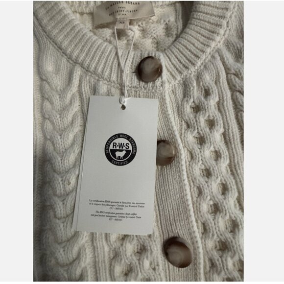 LA MAILLE SEZANE GILET ROXANE ECRU SWEATER VEST XS NWT - Picture 9 of 10
